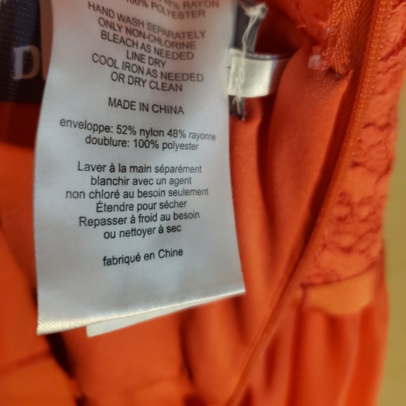 David's Bridal One Shoulder Formal Minidress Sz 10 Guava Lace Top Zip Up Back - Picture 8 of 12